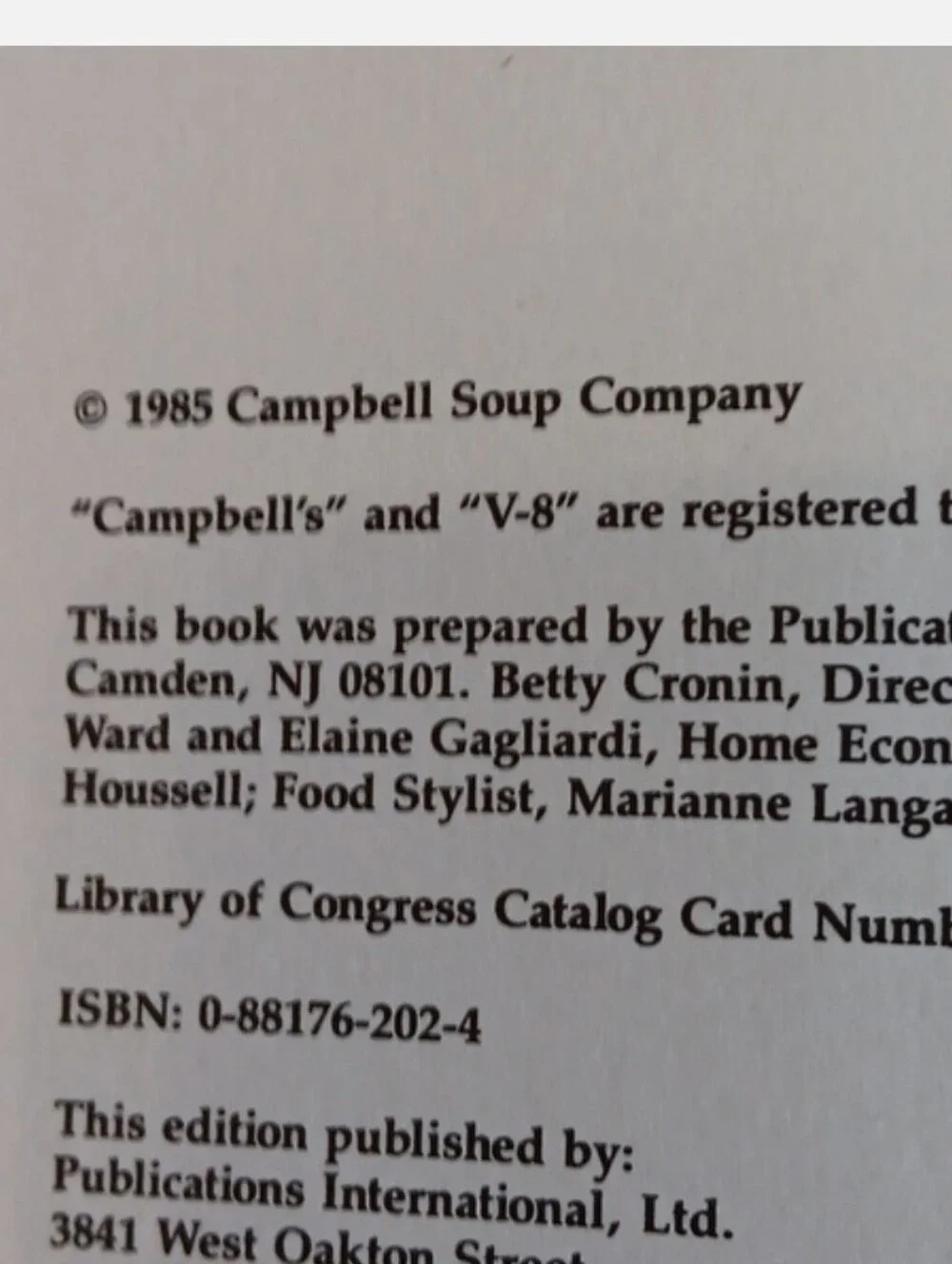 1985 Campbell's Creative Cooking With Soup Hardcover Cookbook, Fall, Winter